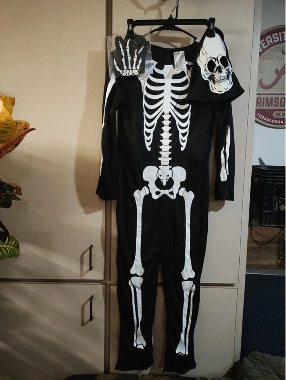 Halloween Kids Large or Adult XSmall Skeleton Custom w/ Mask and Gloves